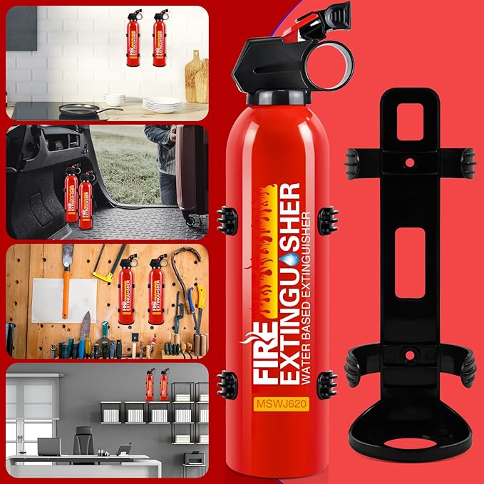 2 Pack Fire Extinguisher for Home with Wall Mount - 620ml Portable Fire Extinguisher for Car Vehicle Boat House Kitchen, Water-Based Fire Extinguisher for A, B, C, K Fire