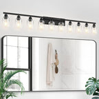 10 Light Bathroom Vanity Lights Over Mirror, 65.4inch Black Vanity Lights Fixtures Matte Black Modern Vanity Lights Black Bathroom Wall Lighting for Mirror Bedroom,Living Room