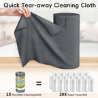 Microfiber Cleaning Cloths Roll, 75 Pack Tear Away Microfiber Towels Roll, 12" x 12" Lint Free Rags, Reusable Cleaning Cloths, Washable, Scratch Free,Ultra Absorbent Dish Rags(Dark Grey)