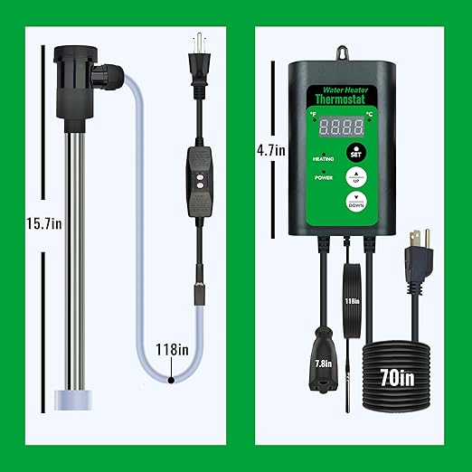 1500W Immersion Water Heater for Bathtub & Swimming pool – Portable Fully Submersible Electric Heater with Temp Control & GFCI for Hot Tub, Above Ground Pool, Inflatable Poo & Baptistry