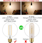 LiteHistory Dimmable E26 LED Bulb 4W Equal 40 Watt Warm White 2700K E26 Edison AC120V 400lm Tubular T9 T10 LED Light Bulb for Rustic Pendant,Chandeliers,Wall sconces 6Pack