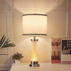 3-Way Dimmable Table Lamp Set of 2,Touch Control Lamp with Night Light,Modern Crystal Table Lamps for Bedroom,Living Room，Bedside Lamps with USB A+C Ports，Fabric Lampshade(Blubs Included)