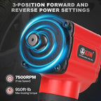 XIIW 1/2'' Angle Impact Wrench, Max Torque 910 ft-lbs, Compact Lightweight 3.63 lb Design, Heavy Duty 7500RPM 1/2 Mini Air Impact Gun Driver, Twin Hammer Pneumatic Tool