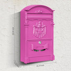 Wall Mount Mailboxes, Rust Resistant Locking Vintage Mailbox for House, Galvanized Steel Outside mailboxes with Key Locks, Barbie Pink