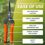 Saboten 7.9" Professional Japanese Harvesting Shears – Straight Blade, Stainless Steel with Fluorine Coating, Spring-Loaded, Ergonomic Grip – forest Originals, Made in Japan