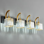 Crystal Vanity Lights 4-Light Black Gold Bathroom Vanity Lights Modern Crystal Bathroom Light Fixtures Over Mirror 32.67" Long Vanity Light for Bathroom