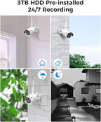 Hiseeu Wireless Pro WiFi Security Camera System, 16CH 4K NVR Kit, Plug-in Powered 12Pcs 5MP CCTV Home Security Camera System for Indoor/Outdoor, Night Vision, Waterproof, Motion Detection, 3TB HDD