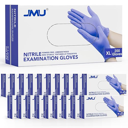 JMU Nitrile Exam Gloves X-Large, 4000 Count, 3.5 Mil, Disposable Gloves Latex-Free & Powder-Free, Violet Blue