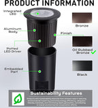 [6 Pack] CLOUDY BAY 9W LED Landscape Well Lights,2700K/3000K/3500K/4000K/5000K Selectable,Low Voltage 12V/24V Ground Lighting,Waterproof Outdoor In Ground Lights for Uplights,Transformer Excluded