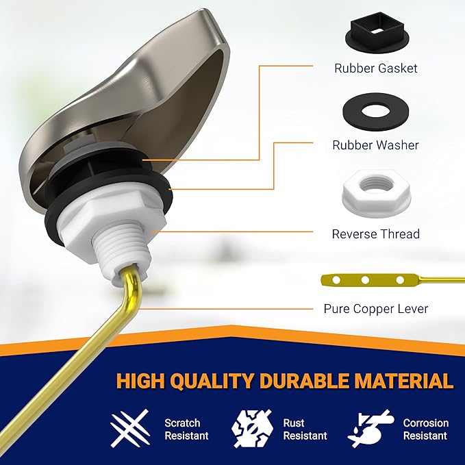 Toilet Handle Replacement (Brushed Nickel, Front Mount)