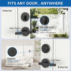 Amerdeco Front Door Lock Set with Double Cylinder Deadbolt, Black Exterior Entry Door Lever, Heavy Duty Entry Door Locksets for Left or Right Hand Exterior Door（Black 2 Pack）