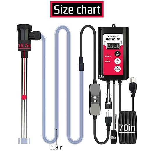 2000W Immersion Electric Submersible Water Heater with Temp Control & GFCI – Portable Heater for Hot Tubs, Above-Ground Pool, Inflatable Pool, Baptistry, Spa Tubs, Bathtubs & Swimming Pools