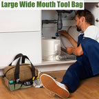 12-Inch Heavy Duty Tool Bag, Close Top Wide Mouth Tool Organizer Bag,Large Capacity Tool Bags for Men, Storage Bag for Storage Handbag for Screwdrivers,Wrench,Pliers Hand Tools
