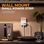 Short Flat Extension Cord, TESSAN Small Power Strip with 3 USB Port (1 USB C), 3 Outlets Small Charging Station, 3 ft Slim Plug for Cruise Travel Office School Dorm Room Essentials