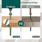 #14 x 8 Wood Structural Screws 50 Pack Hex Head Lag Screws, Rust Resistant Timber Screws for Timber/Log/Landscaping Wood (Green)