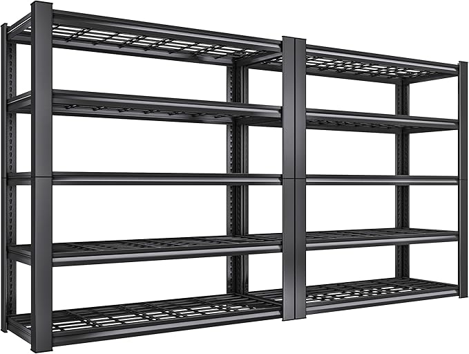 REIBII 3010LBS Storage Shelves 72" H Garage Shelving Heavy Duty Metal Shelving 5 Tier Adjustable Metal Shelves for Storage for Kitchen Pantry Warehouse Basement 72" H x 35.5" W x 16" D, 2 Pack