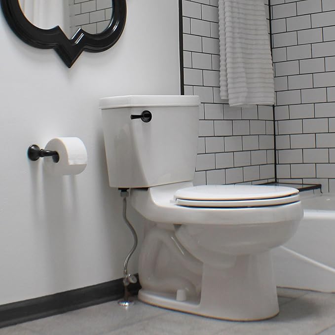 Korky Strongarm Metal Toilet Handle and Lever - Universal to Fit Front, Angled, Side, Left, and Right Mount Toilets - Matte Black, Simple Style, 6034BP