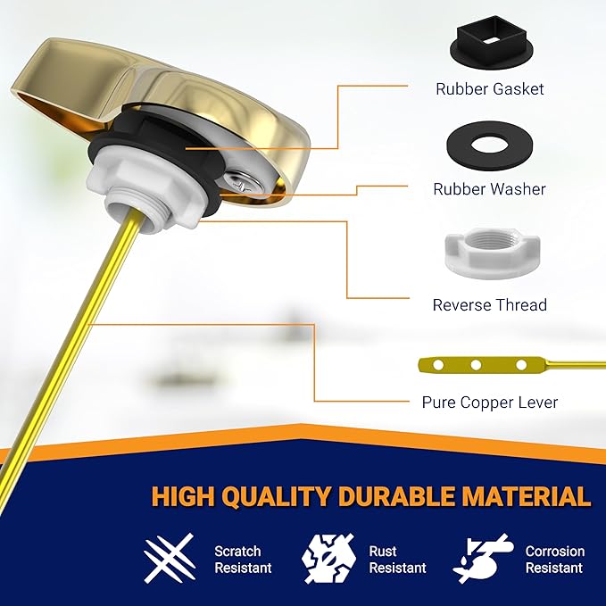 Toilet Handle Replacement (Brass Polished, Side Mount)