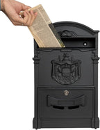 Wall Mount Mailboxes, Rust Resistant Locking Wall Mailbox for Outside, Galvanized Steel and Aluminum Stamping Process, Vintage Mailbox with Key Lock Large Capacity Outdoor Decoration, Black