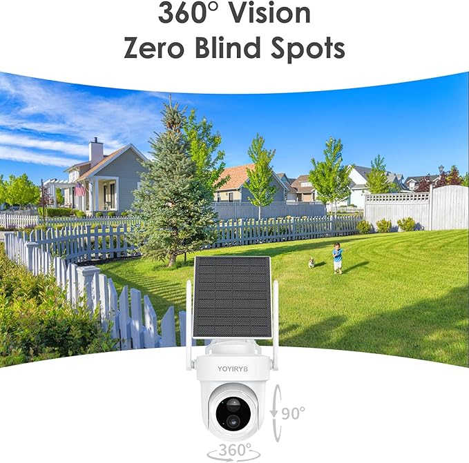 4K Security Cameras Wireless Outdoor, No Subscription, [2025 NEW] Solar-Powered Home Security Camera System with 360° Auto Tracking, Color Night Vision, 64GB Local Storage, 5G & 2.4G WiFi, Easy Setup