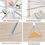 Clothes Drying Rack Tripod, Portable & Foldable Laundry Hanger Dryer - Aluminum, 12 Rods