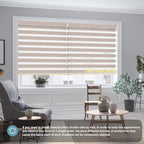 SmartWings Motorized Zebra Blinds with Remote, Smart Control Light Filtering Sheer Shades for Indoor Windows, Electric Customized Automatic Blind, 95mm 60% Blackout Gold