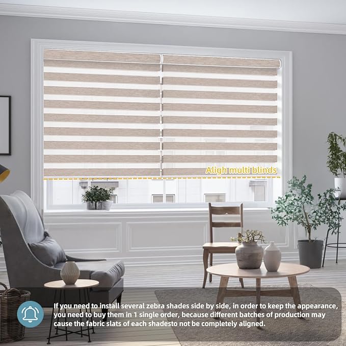 SmartWings Motorized Zebra Blinds with Remote, Smart Control Light Filtering Sheer Shades for Indoor Windows, Electric Customized Automatic Blind, 95mm 60% Blackout Gold