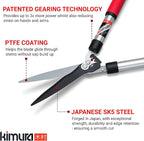 Kimura® Pro Heavy Duty Hedge Shears - Premium Garden Clippers with Patented Gearing Technology, Ultra Lightweight Aluminium Handles, Japanese SK5 Steel Blades, Ideal Shears for Gardening - 22" Trimmer