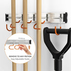 69'' Aluminum Alloy Garden Tool Organizer Wall Mount Garage Organizers and Storage with Hooks Tool Hangers for Shed Hooks for Shovel, Rake, Broom & More