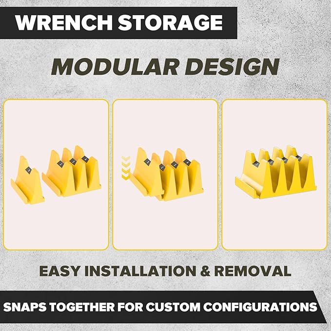 80PCS Modular Wrench Organizer Wrench Holder - Wrench Tool Organizers for Tool Drawer Storage, Wrench Storage Set with Metric & SAE Label, Wrench Rack Tool Gift for Professional Mechanics, Yellow