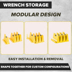 80PCS Modular Wrench Organizer Wrench Holder - Wrench Tool Organizers for Tool Drawer Storage, Wrench Storage Set with Metric & SAE Label, Wrench Rack Tool Gift for Professional Mechanics, Yellow