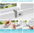 Window Locks for Up and Down Windows 4 Pack Window Stopper Sliding Window Lock for Vertical Horizontal Sliding Windows Doors with Key Aluminum Window Security Locks Child Proof(Silver Small)