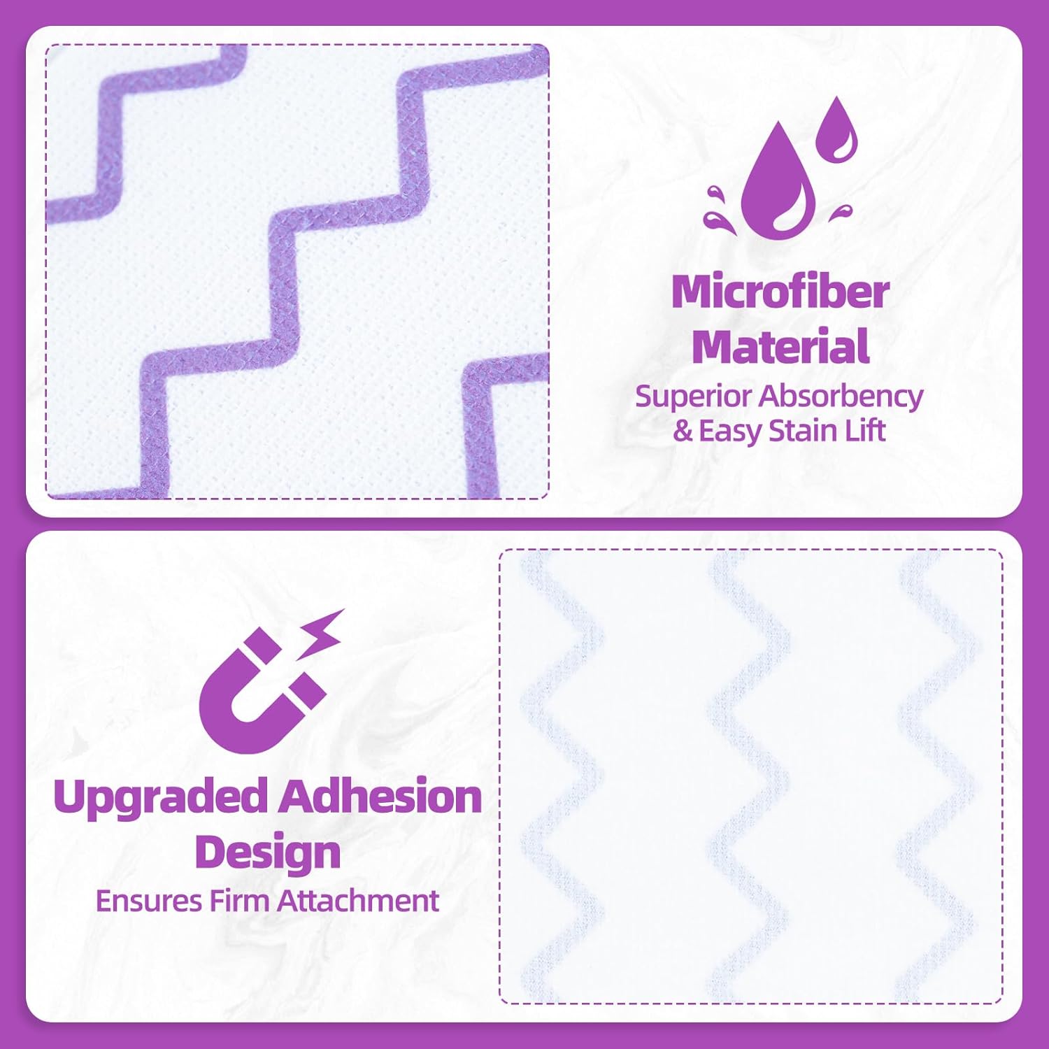 50 Count Microfiber Mop Pads Compatible with Swiffer Powermop, Disposable or Reusable Replacement Pads for Wet & Dry Use, PowerMop Refills for Multi-Surface Floor Cleaning