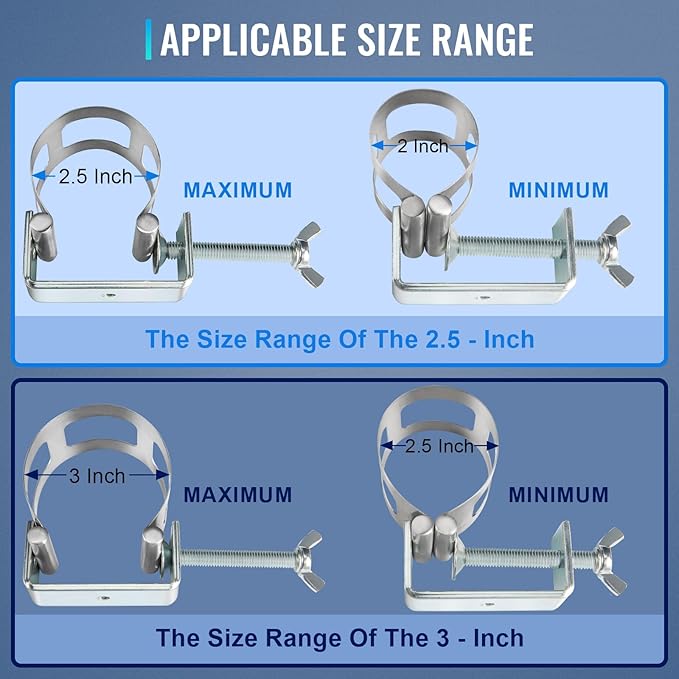 Exhaust Tacking Band Clamp-On Set, 2.5-Inch and 3-Inch Dual-Size Welding Clamps, Universal Clamps for Welding Fabrication and Exhaust Pipe Repair