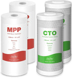 SimPure 5 Micron 10" x 4.5" Sediment and Carbon Water Filters Combo, Whole House Replacement Water Filter Cartridges for GE FXHTC, GXWH40L, WGB21B, FP15B, FC15B, 4-Pack