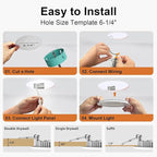 Smart Recessed Lighting, 6 Inch 12W 1080LM(100W/120W Bulbs Equivalent) RGBCW Canless Recessed Lights Wireless Control Color Changing LED Soffit Lights with Junction Box, 12Pack