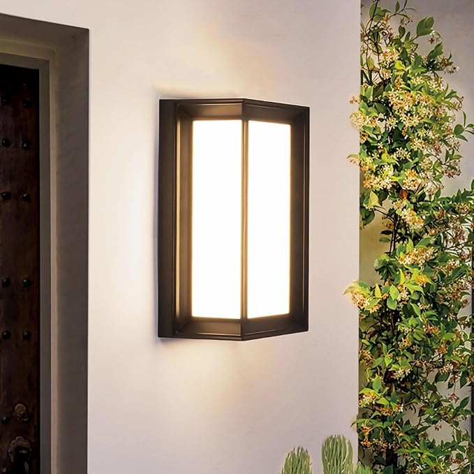 24W Porch Lights Outdoor 2160LM Modern Exterior Light Fixtures 3CCT 3000K/4000K/6500K Black Outdoor Wall Light LED Wall Mount Sconces for Garage Front Door Porch Hallway Doorway 2 Pack