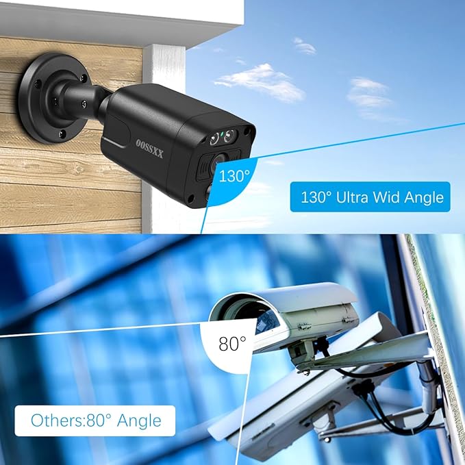 4K/8.0 Megapixel & 130° Ultra Wide-Angle 2-Way Audio PoE Outdoor Home Security Camera System Wired Outdoor Video Surveillance IP Cameras System DVR System