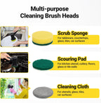 Electric Spin Scrubber, 3000 mAh Cordless Power Scrubber with 8 Replaceable Heads, Dual Speed Lightweight Handheld Scrubber for Cleaning Stove/Bowl/Sink/Corner/Tile/Grout (Black)