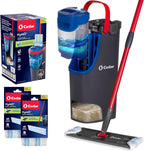 O-Cedar H2prO Flat Mop System with 2 Mop Head Refills | Quick Cleaning Tool | Clean with Clean Water | Machine Washable Reusable Microfiber Mop Pad | Safe on Wood Floors, Vinyl,Tile, Baseboards, Walls