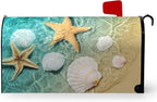 Summer Beach Mailbox Covers Magnetic Coastal Starfish Shells Mailbox Cover Standard Size 21 X 18 Inch Ocean Nautical Post Letter Box Wraps for Outdoor Garden Decoration