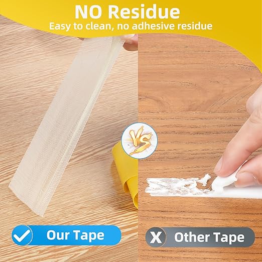 Heavy Duty Double Sided Mounting Tape, 2.4inx66FT, Clear Mesh Grip, Extra Strong Adhesive for Carpets, Wall Mounting, Picture Hanging and DIY Projects,Hand Tearable,Weatherproof