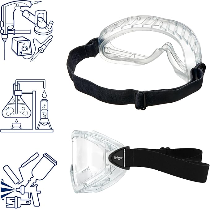 Dräger X-pect 4400 Safety Goggles | Anti-Fog & Anti-Scratch Goggles with Chemical Resistance | 5pcs