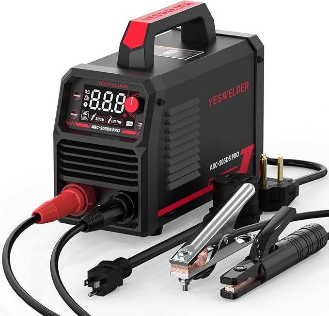 YESWELDER 205Amp Stick Welder Large LED Display, Digital Inverter IGBT ARC Welding Machine, 110V/220V Dual Voltage Hot Start Portable MMA Welder Machine, Arc force