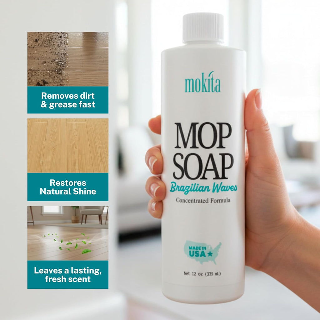 Luxury Mop Soap Brazilian Waves - Safe for Pets - Highly Scented Mop Soap That's Concentrated to Help Remove Dirt, Grease & Grime 12 oz