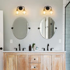 Black and Gold Bathroom Light Fixtures 2-Lights Vanity Lights with Clear Glass Shade Bathroom Vanity Light 14 Inch Wall Sconces(Exclude E26 Bulb)…