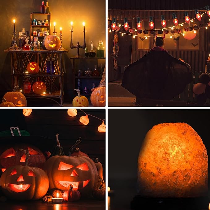 Abeja Flicker Flame Light Bulbs C7 Clear Flame Shape Candelabra Bulbs Fits C7 / E12 Base String Lights, Candelabra Lights, 25Pack