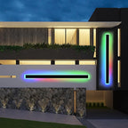 MELUCEE 2pcs 60in Long RGB Outdoor Wall Light Fixture, 5.1in Wide Dimmable Exterior Wall Lights IP65 Waterproof for Garage and Front Door, Long Outdoor Wall Sconce Black LED Outdoor Entrance Lighting