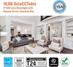 HALO HLB Recessed Lighting 6 Inch LED Thin Canless, Dimmable w/Selectable Color Temperatures, 4-Pack - HLB6099FS1EMWR-4PK