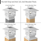 Davinci Lighting Edison Solar Outdoor Post Cap Lights - 4x4 5x5 6x6 - Bright LED Light for Fence Deck Garden or Patio Posts - Pearl White (1 Pack)